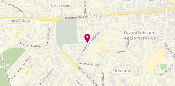 Plan de DE VEDRINES Axelle, 30 Avenue Voltaire, 02200 Soissons